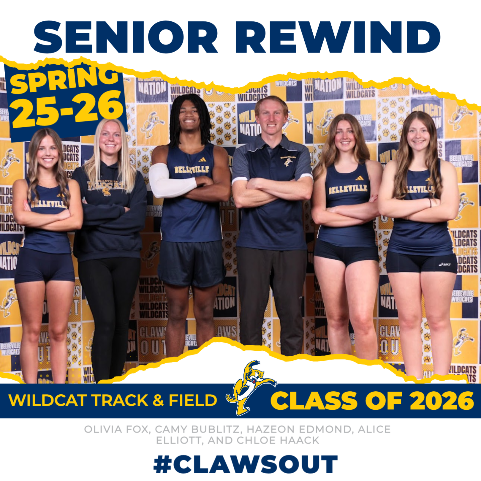 large group photo of Wildcat Track and Field Seniors for 2026